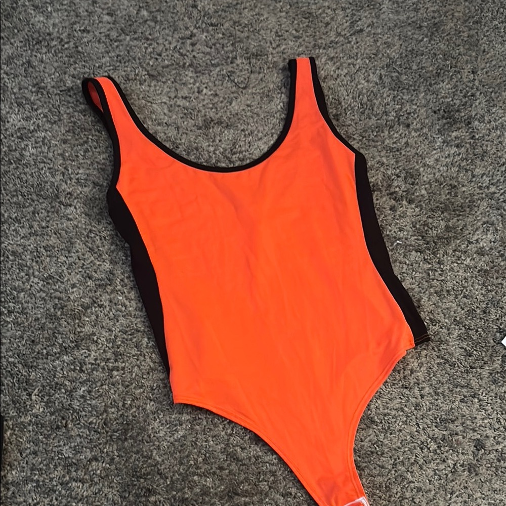 Orange and Black Women's Bodysuit